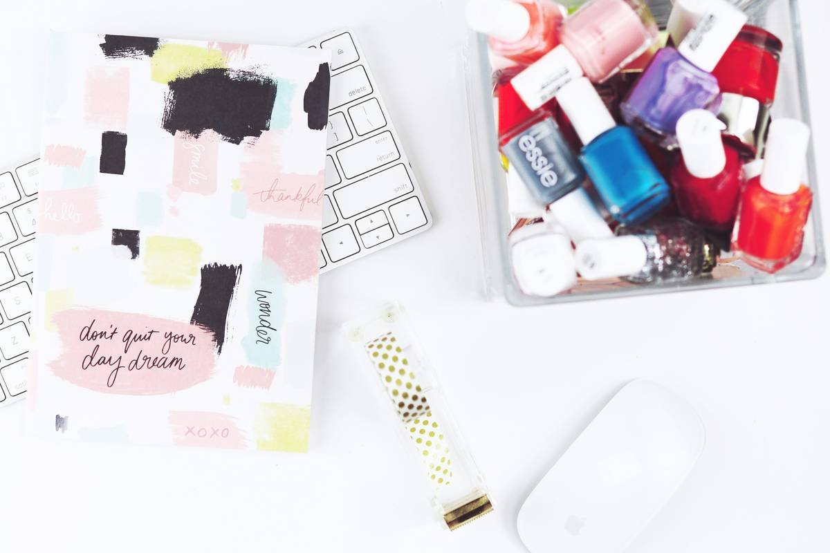 nail art workspace showing essential design supply tool how to do setup